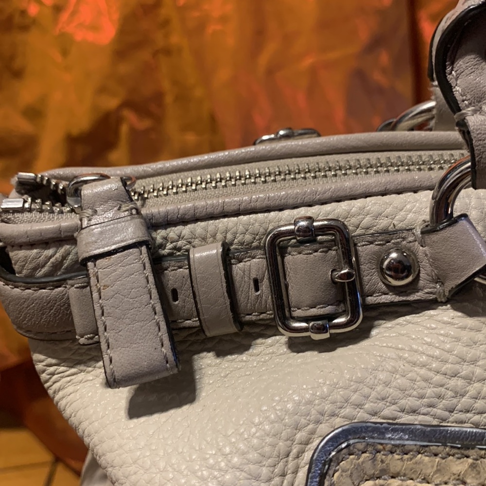 COACH MADISON SOPHIA PURSE IVORY CREAM WITH SNAKE PYTHON PRINT TRIM - Picture 5 of 14